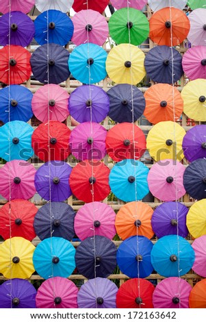umbrella made paper / cloth Arts and crafts of the village Bo Sang, Chiang Mai Thailand.