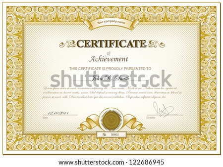 Vector illustration of gold detailed certificate Vector illustration of gold detailed certificate