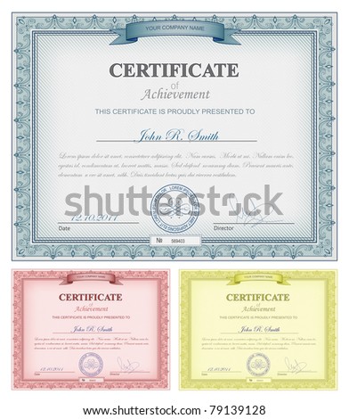 Vector illustration of multicolored detailed certificates Vector illustration of multicolored detailed certificates
