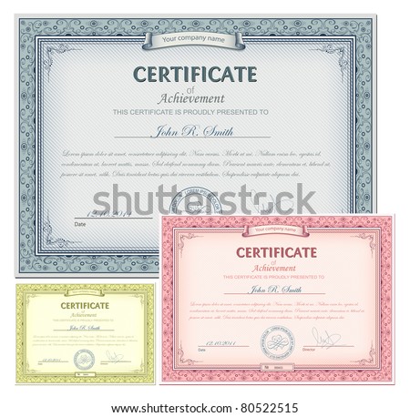 Vector illustration of multicolored detailed certificates Vector illustration of multicolored detailed certificates