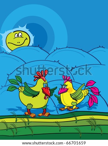Rooster Fight, Abstract Cartoon; Art Illustration - 66701659 : Shutterstock