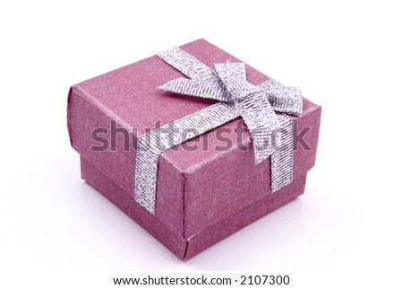 Red Gift Box with shiny silver ribbons