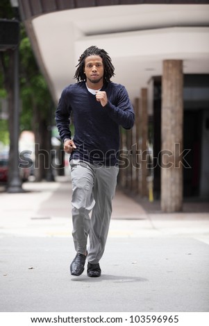Man running across the street