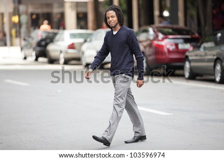 Man crossing the street