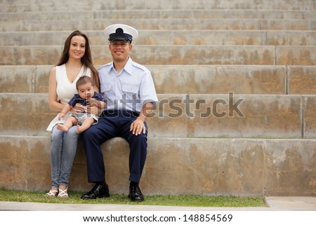 Military Family In The Park