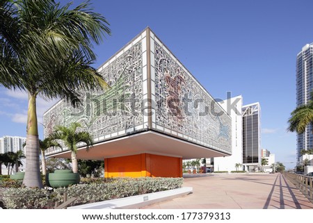 MIAMI - FEBRUARY 15, 2014: Photo of the National Young Arts Foundation Building in Miami which used to be the headquarters of Bacardi USA.