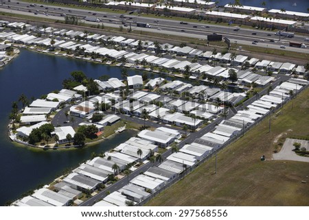 Aerial image of trailer homes