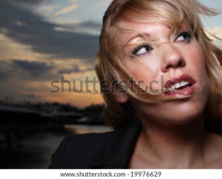 Woman glancing sideways