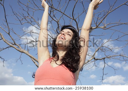 Woman with arms extended