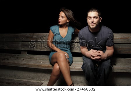 Sky Guy on the bench next to a beautiful young woman