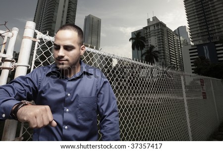 Businessman checking the time