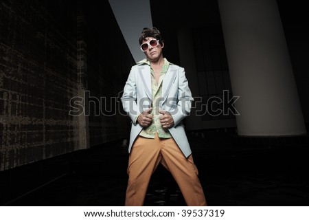 Man posing in vintage clothing