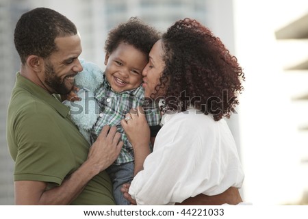 Happy young African American family