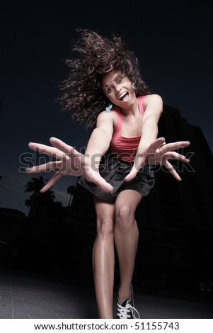 Ecstatic woman reaching for the camera
