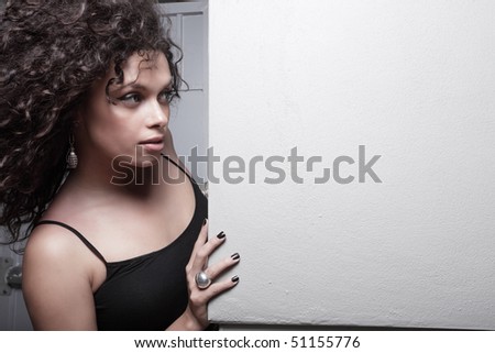 Woman glancing sideways