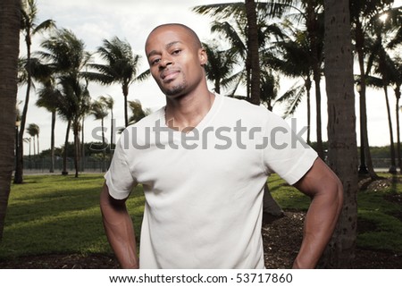 Upper body image of a handsome black man
