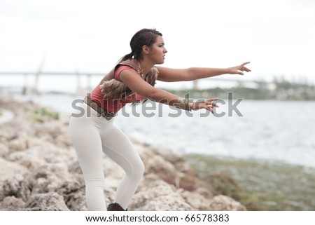 Woman reaching out for distress
