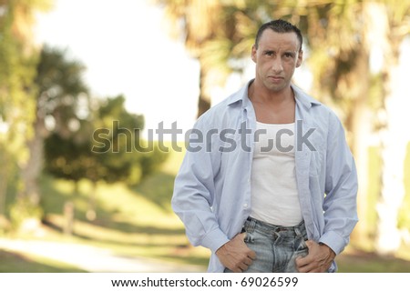 Muscular man in the park