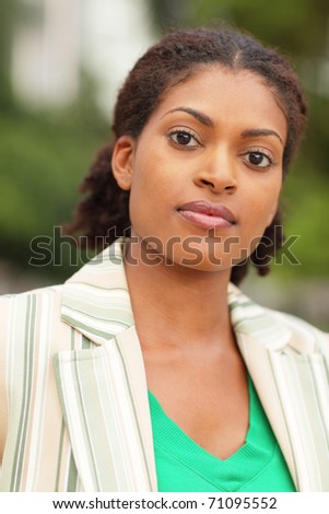 Head shot of a beautiful young black woman