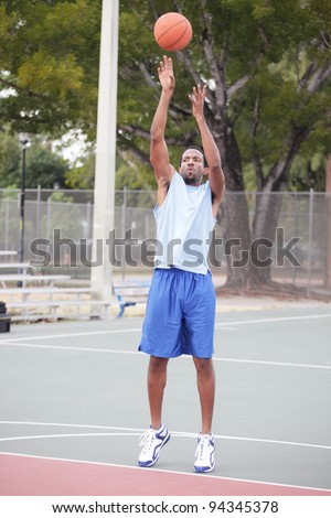 Basketball player throwing the ball