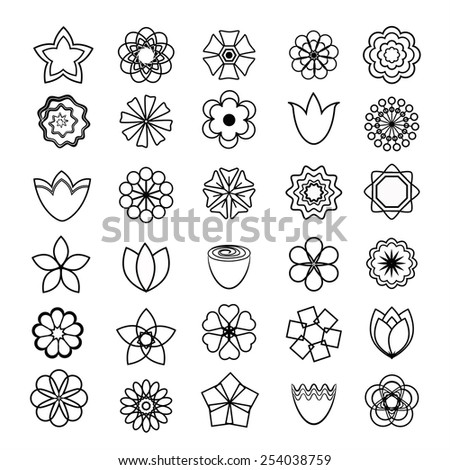 Flower Icons Set. Outlines. Stock Vector Illustration 254038759 