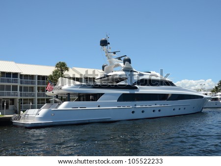 Ultraluxury yacht docked in Fort Lauderdale, Florida