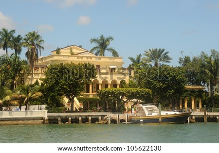Exclusive waterfront real estate in Miami, Florida with private dock