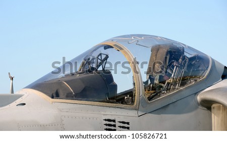 Modern military jet canopy and cockpit