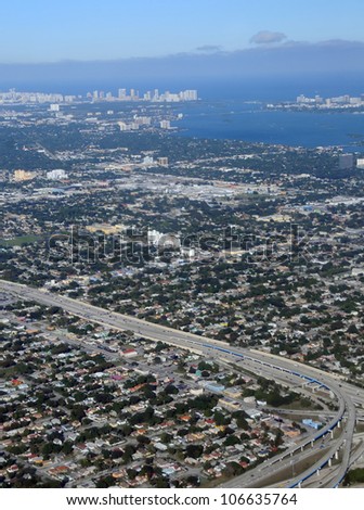 Aerial view of Miami and South Florida