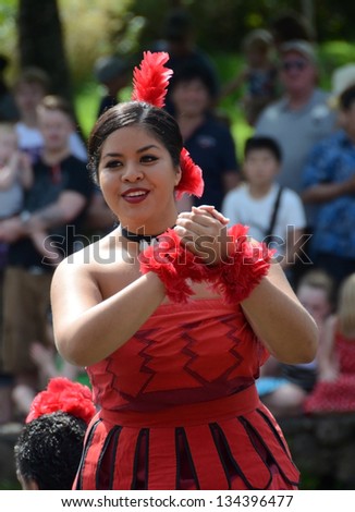 HONOLULU - MARCH 26: Dancer performs traditional ritualistic dance from the Pacific Island of Tonga. Pacific islanders take place in cultural event in Hawaii on March 26, 2013 in Honolulu.
