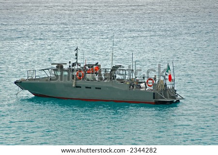 Navy border patrol boat in grey color