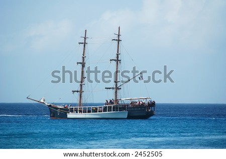 Pirate ship battle reenactment in the Cayman islands