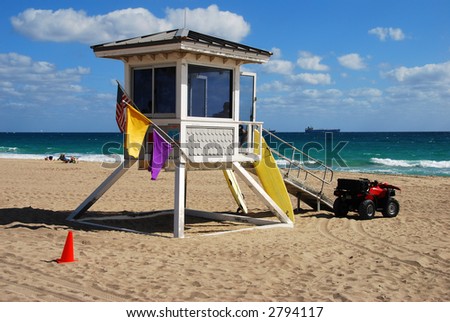 Lifeguard cabin on tropical beach