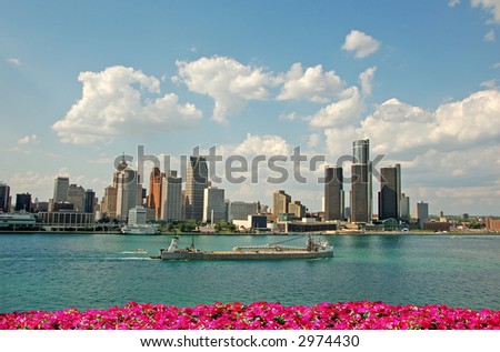 Detroit skyline typical for American cities
