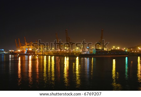 Industrial port at night