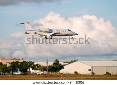 Private jet landing
