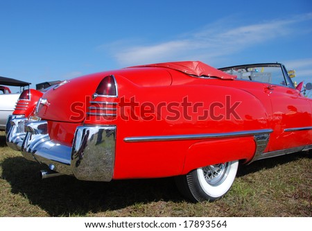 Retro bright red convertible automobile