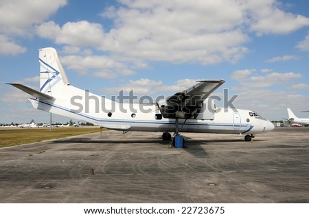 Propeller airplane abandoned and scrapped for parts