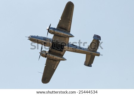 World War II era American bomber in flight
