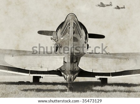 World War II era fighter airplane on the ground