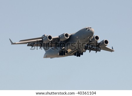 Modern US Air Force cargo transport airplane