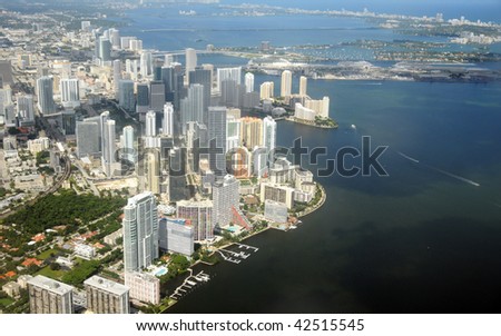Aerial view of Miami, Florida and Miami Beach