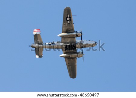 World War II era bomber in silver color