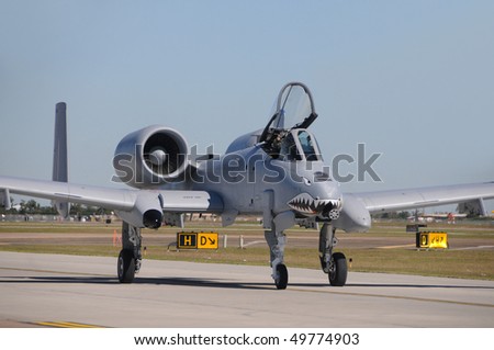 Moder Air Force jet fighter taxiing on the ground