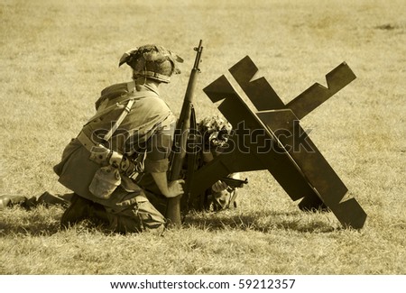 World War II soldiers on a battlefield