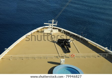 Ocean liner moving forward in open water