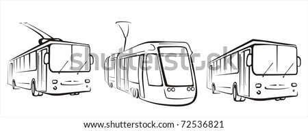 public transport set of symbols in simple black lines