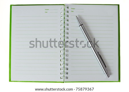 top view of organizer book with silver pen