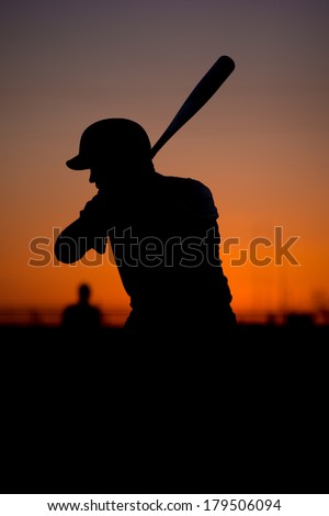 Silhouetted Baseball Batter at Sunset