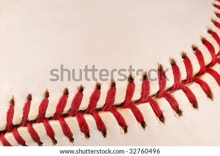 Close-Up Baseball Stitching Suitable For Background Stock Photo